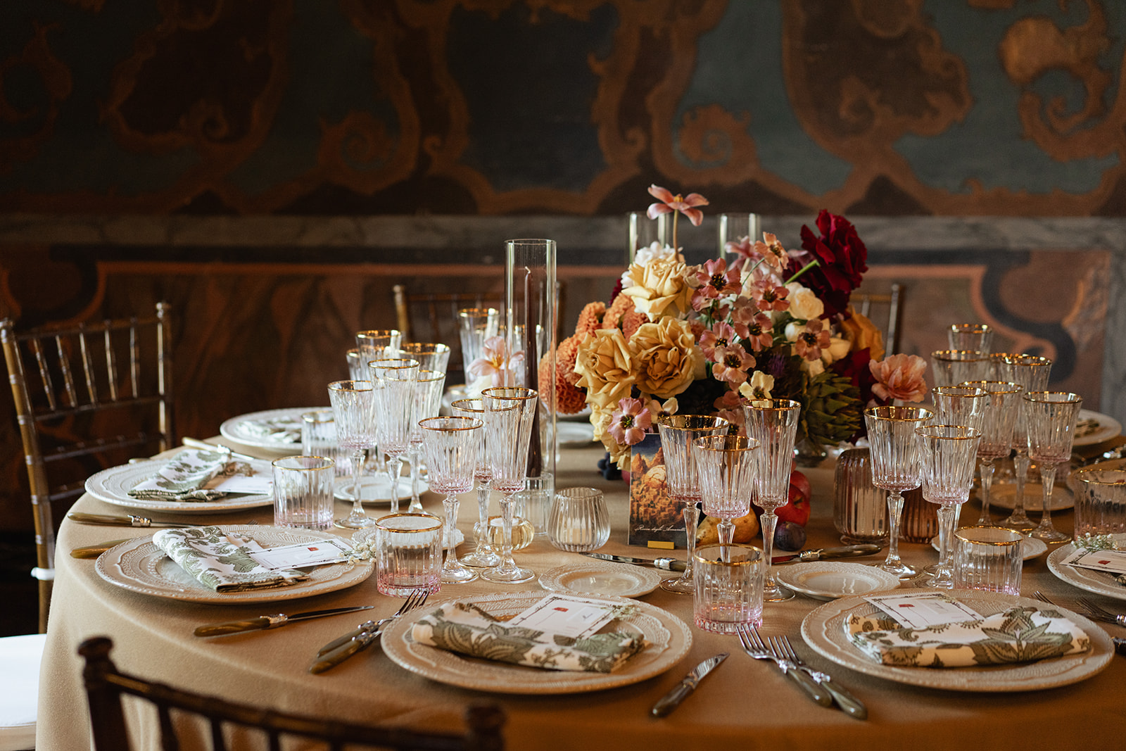 Peach and cream table top setting